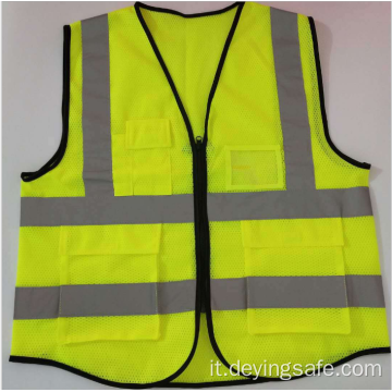 Gilet in tessuto reticolare riflettente con tasca